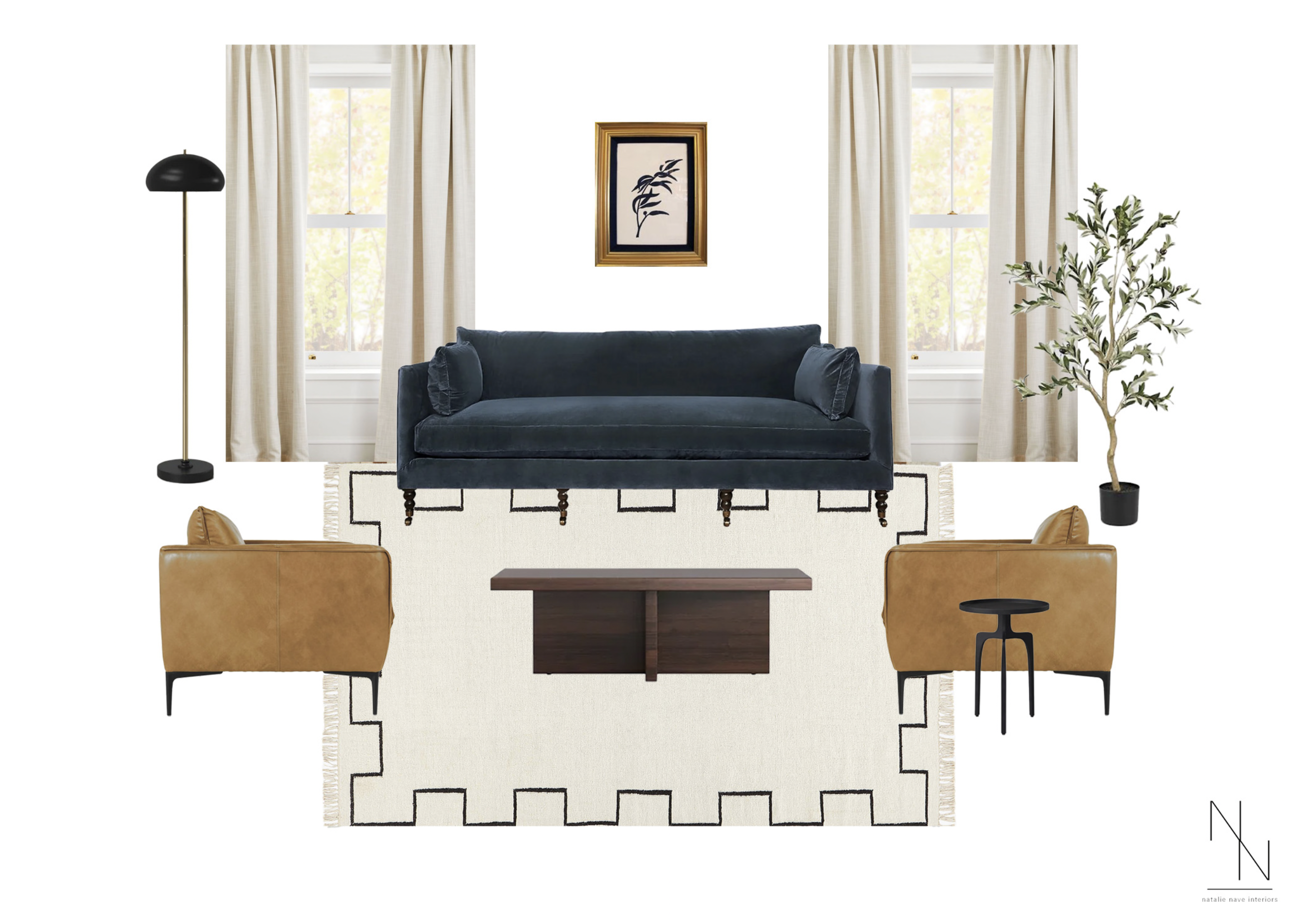 Interior Design Services featured Mood Board. Highlights home style with furniture arranged neatly.