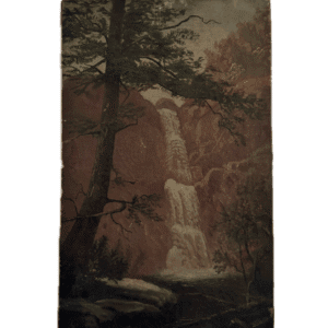 original painting of waterfall and tree
