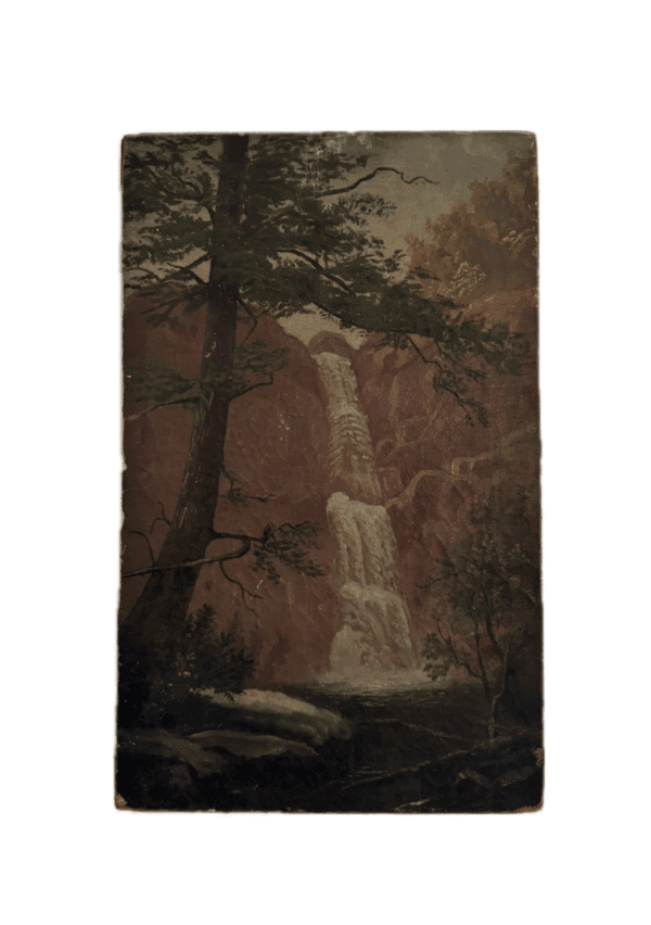 original painting of waterfall and tree